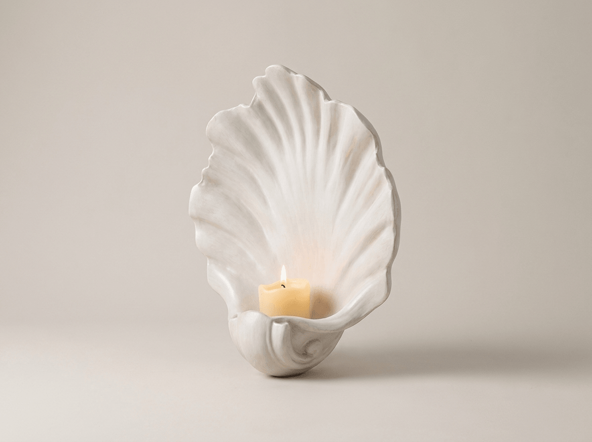 Elegant Shell Wall-Mounted Candle Holder with Unique Design | Decorative Resin Stand for Ambient Lighting - Kolise