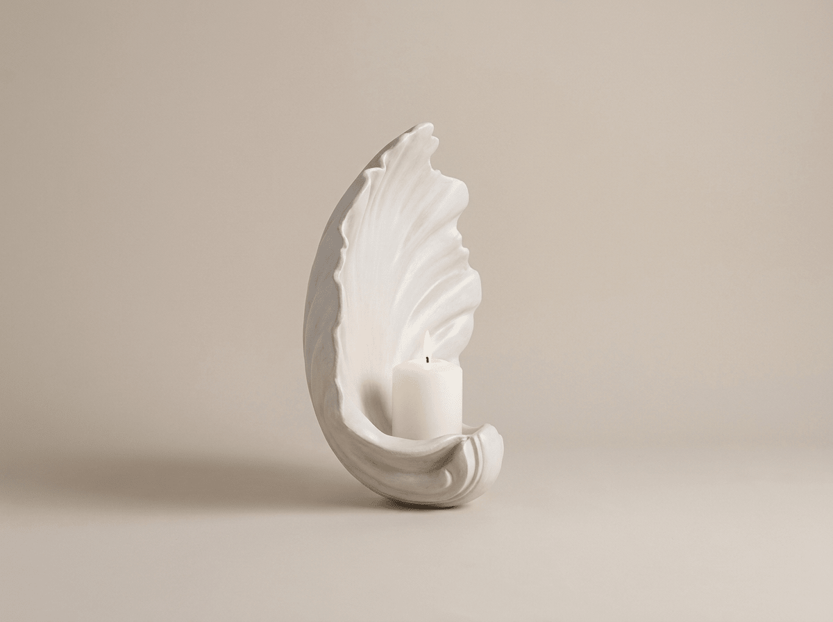 Elegant Shell Wall-Mounted Candle Holder with Unique Design | Decorative Resin Stand for Ambient Lighting - Kolise
